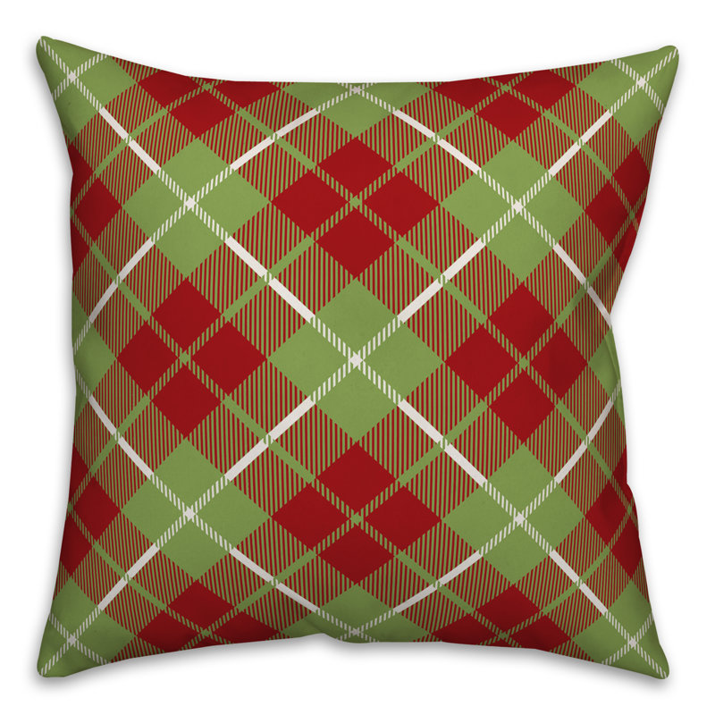  Coussin Christmas, 18 po x 18 po, Rouge / Vert, Intérieur