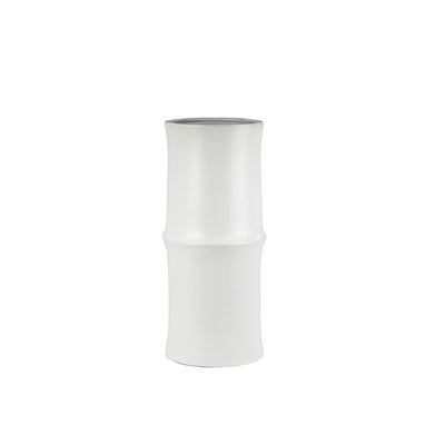 Vase rond en céramique moulé dans une branche de bambou au fini mat blanc LG