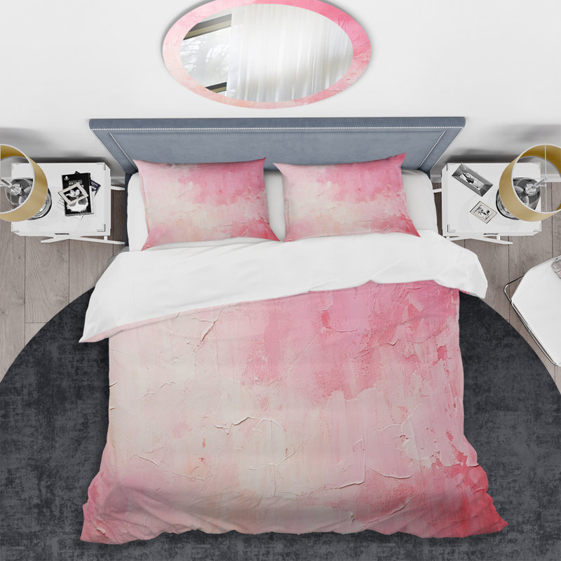 Ensemble de housse de couette or et rose Minimal Abstract River IV - Fuchsia