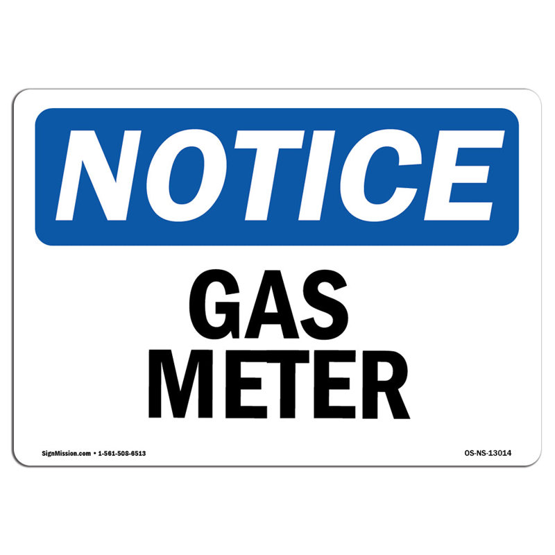 Gas Meter Aluminum Sign 18 x 24, 18'' H X 24'' W