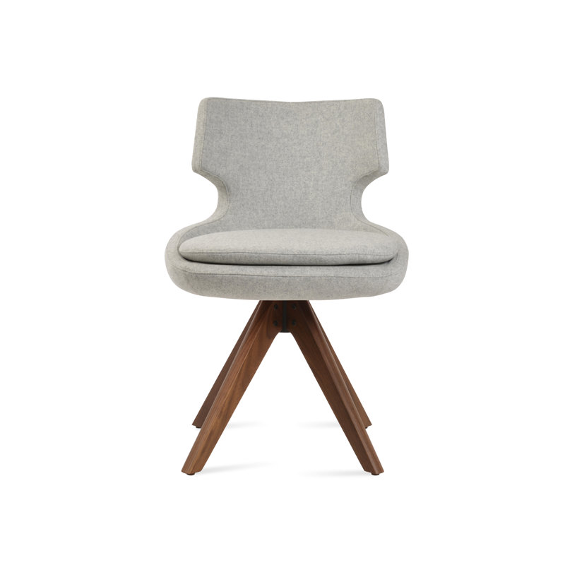 Chaise pivotante Patara Pyramid, Laine argentée, Noyer