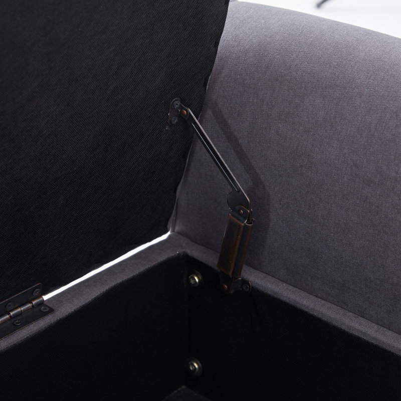 Banc de rangement en polyester touffeté, Gris, H 23,6 po x l 50,4 po x P 18,9 po