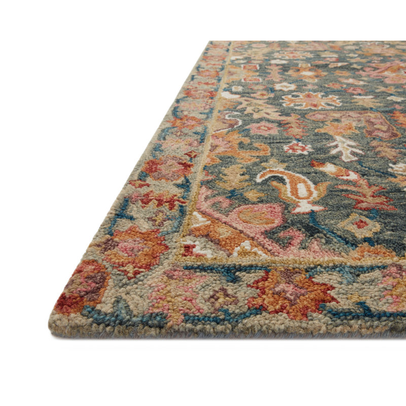 Hand Hooked Wool Oriental Indoor Rug, Rectangle 7'9" x 9'9"