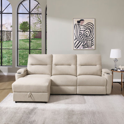 3 Seater Linen Electric Reclining Sofa & Chaise