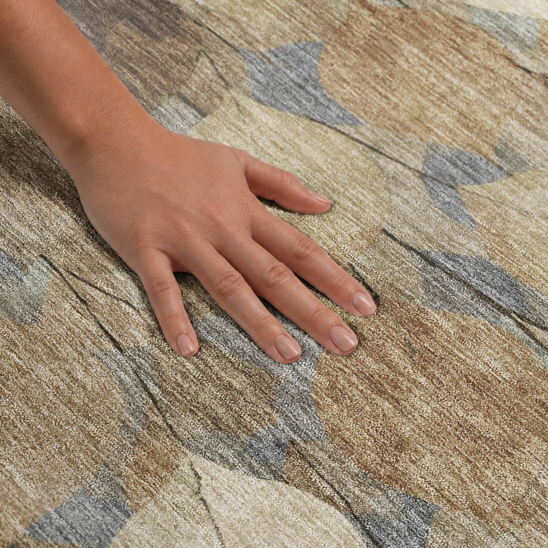 Tapis floral lavable à la machine de qualité supérieure Mayfield AMF2444, Beige, 9' x 12'