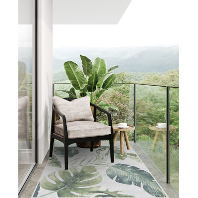 Amauriah Floral Vinyl Machine Printed Indoor / Outdoor Area Rug