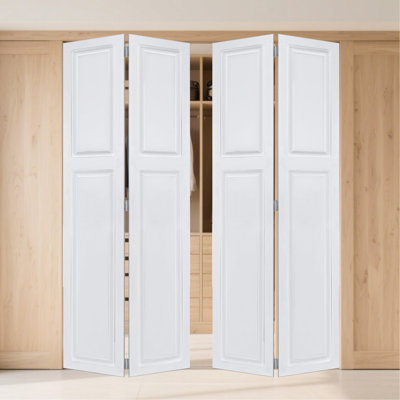 Double porte à 2 panneaux en cottagyle de 3/4 po d'épaisseur 24 po x 80 po. Porte pliante en vinyle avec noyau blanc et ensemble de quincaillerie