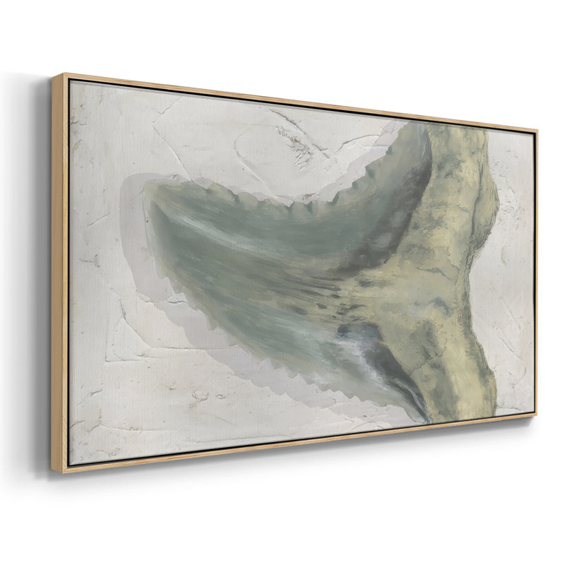 Watercolor Sharks Tooth IV- Framed Gallery Wrapped Canvas -Ready to Hang, 25" H x 49" W, Natural