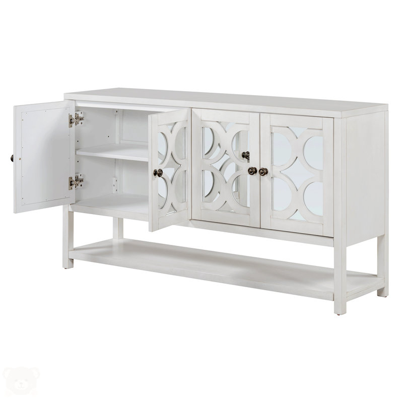 Sideboard,Buffet table,Dining cabinet,Office credenza with open shelf, Antique White