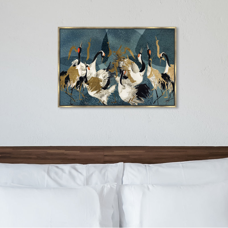 Signature Crane Love by Oliver Gal - Floater Frame Graphic Art Print on Canvas, 24" H x 36" W