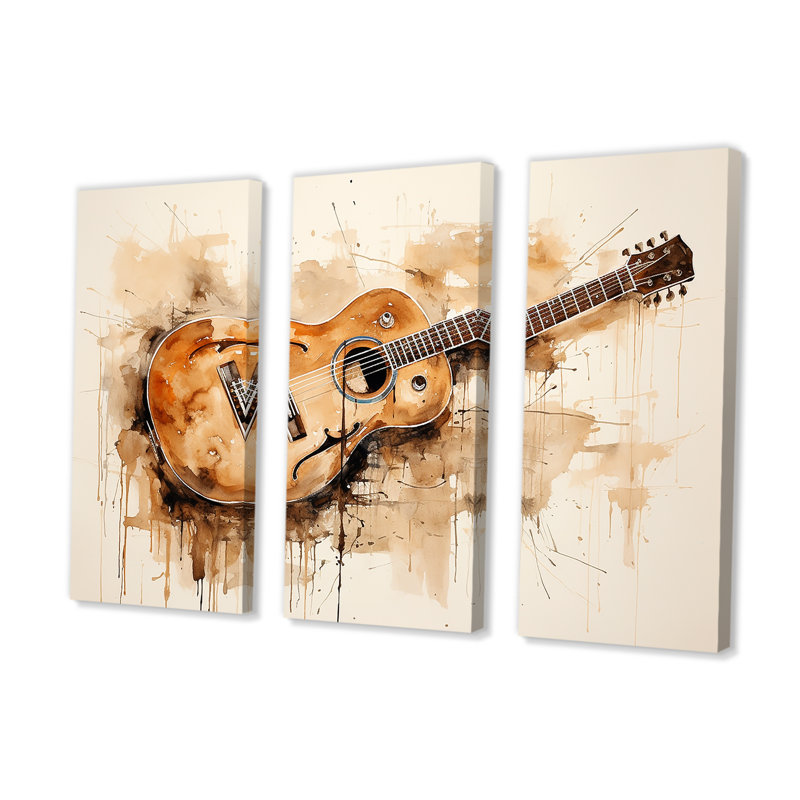 Guitare Simplicity Earthy Brown II - Ensemble de décoration murale musique, H 28 po x l 36 po x P 1 po