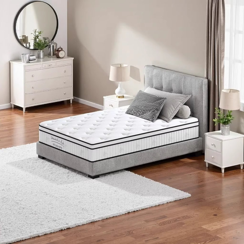 Matelas simple hybride de 12 pouces avec ressorts ensachés individuellement - support ferme moyen pour un sommeil réparateur
