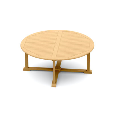 Round Teak Outdoor Dining Table With Umbrella Hole , 72'' in. W 72'' in. D