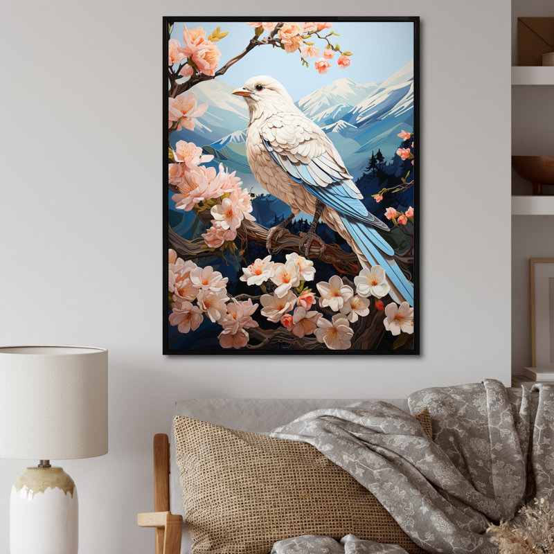 Blanc colombe ailée harmonie pastorale - animaux, reproductions d'art mural, H 40 po x l 30 po x P 1,5 po