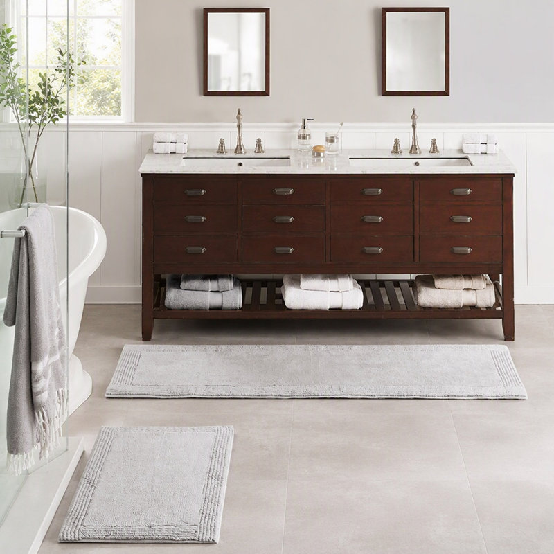 100% Cotton Tufted 3000 GSM Reversible Bath Rug 24X72", Single - 72" L x 24" W, Light Gray