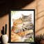 Reproduction d'art encadrée noire de chats rétro se blottissant ensemble-1211235026