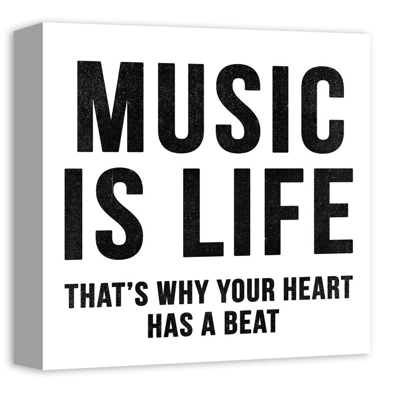 «Music Is Life», art sur toile tendue, H 16 po x l 16 po x P 1,25 po