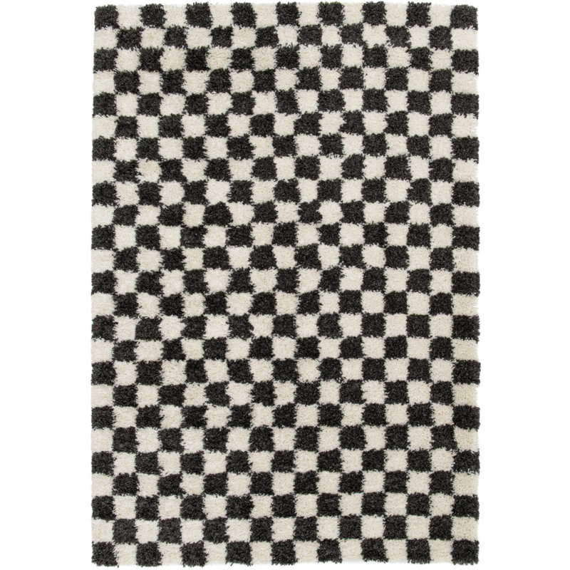 Rennold Chequered Shag Area Rug, Rectangle 160 x 230cm