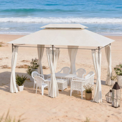Gazebo, Mosquito Net For Outdoor Use With Shelves