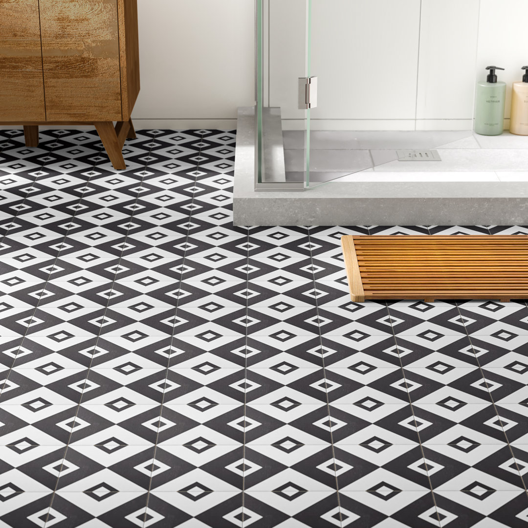 Twenties 8" x 8" Ceramic Patterned Wall & Floor Tile Merola Tile