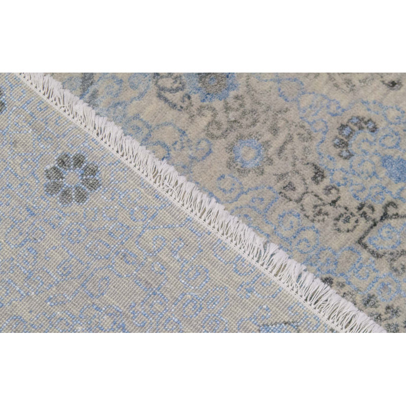 Hand-Knotted High-Quality Silver and Blue Area Rug