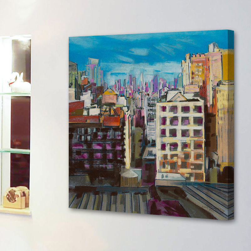 Towards the Freedom Tower Blue Canvas Cityscape Painting