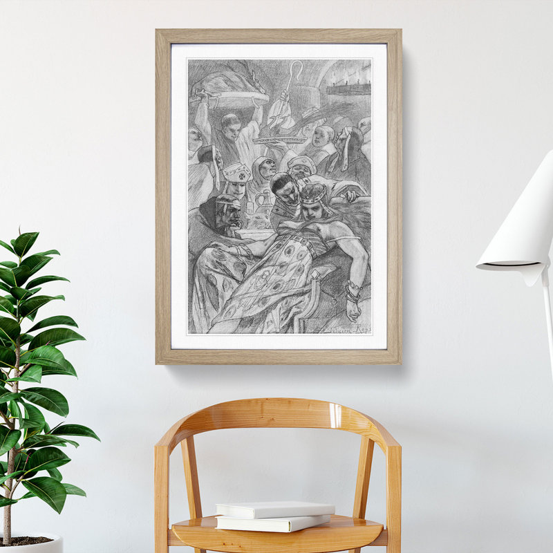 Theadora by Felicien Rops - Picture Frame Painting, 48cm H x 36cm W x 2cm D, Oak