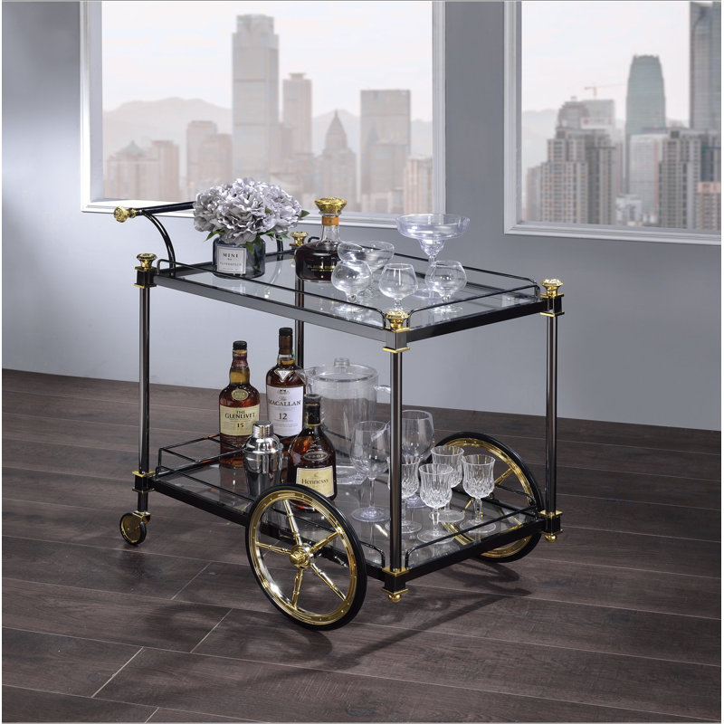 Chariot de service en verre transparent Cyrus