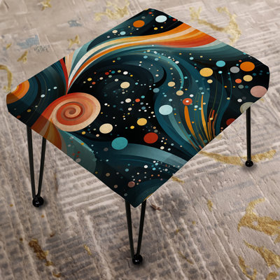 Teal And Orange Enchanted Waves Harmony - Geometric Rectangle Ottoman