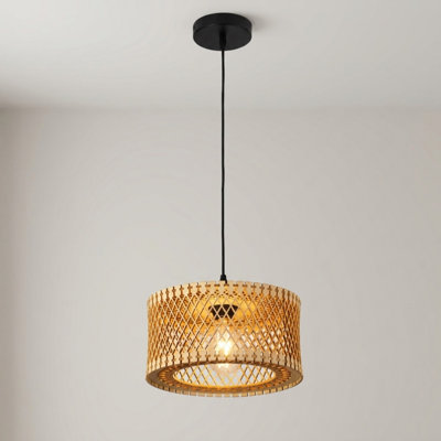 Luminaire suspendu cage en bois 1 lumière Farmhouse Boho