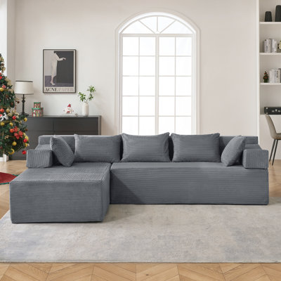 105"Cloud Modular Sectional Sofa Couch with L-Shape Chaise,Modern Minimalist Upholstered Couches for Living Room Bedroom,Deep Seat Corner Couch,No Assembly Required