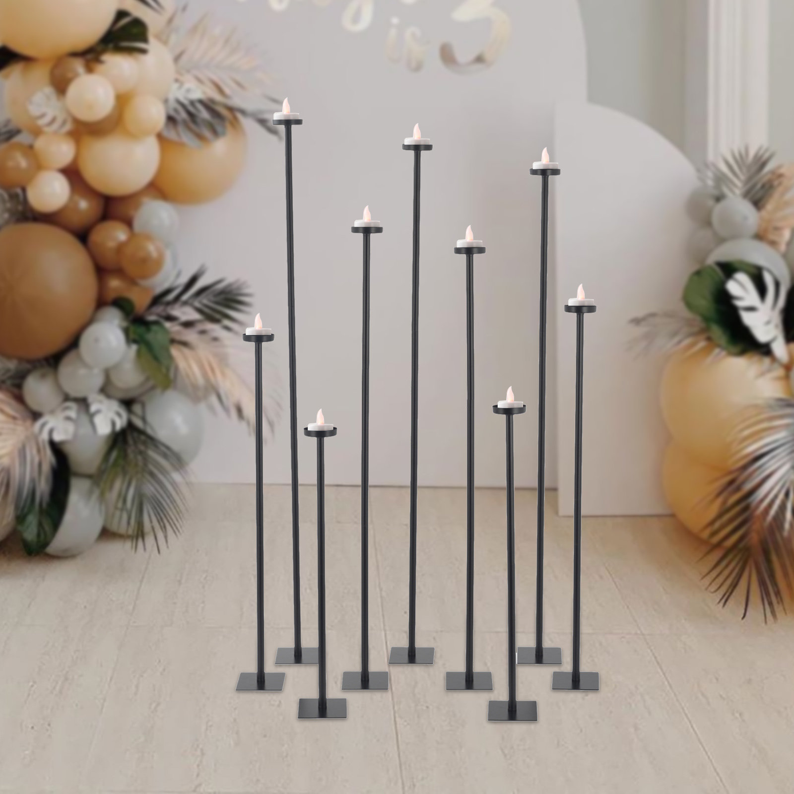Ebern Designs 9pcs Free-Standing Floor Candle Holders Set & Reviews