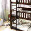 Lit superposé triple, simple au-dessus d'un lit simple, en bois d'hévéa, détachable, avec échelles pour lit scandinave, garde-corps et échelles amovibles, bois