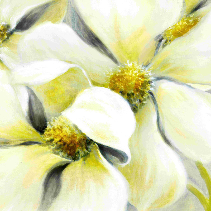 Élégance blanche - peinture sur toile tendue, H 12 po x l 12 po
