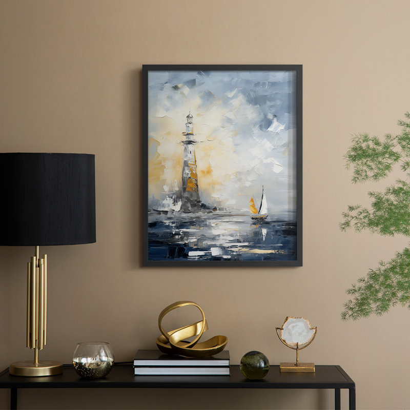 NAUTICAL Series, impression encadrée en bois massif, Noir, noir, noir, noir, H 21 po x l 17 po