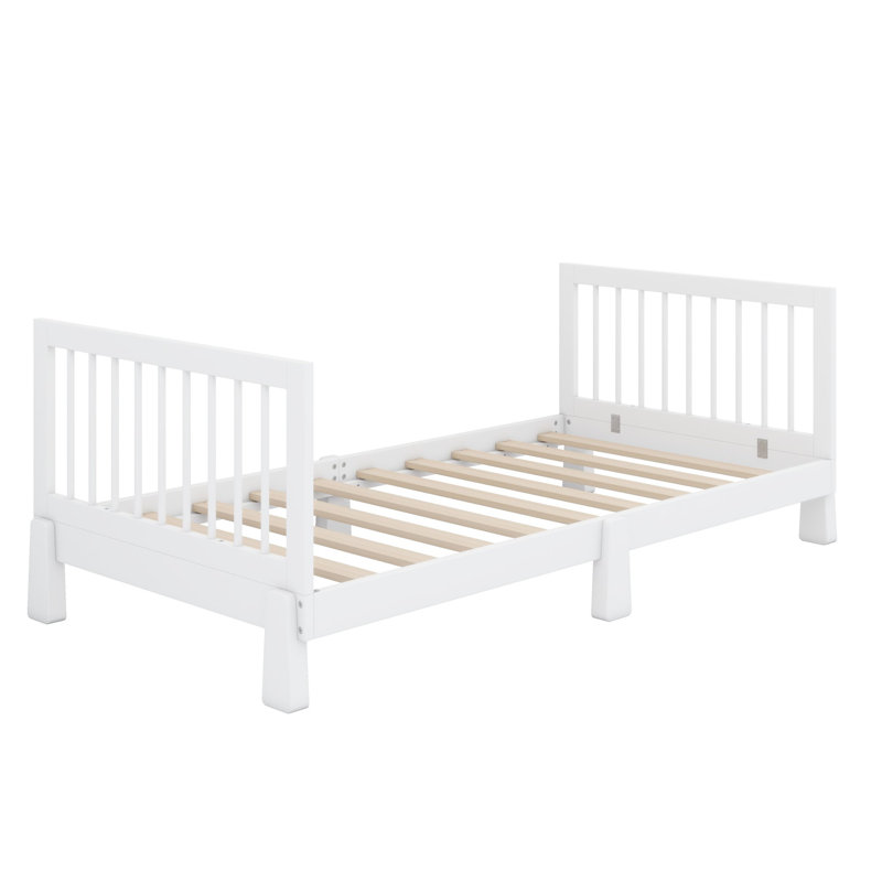 Cadre de lit pour enfant avec barrières de sécurité, lit Montessori convertible 3 en 1 en lit plateforme pour chambres modernes
