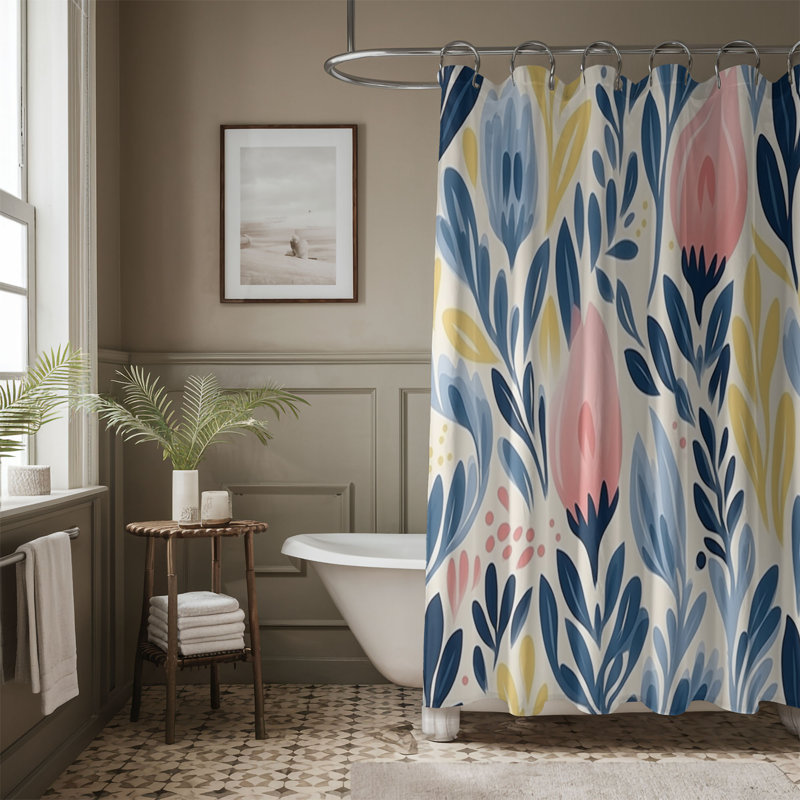 Timeless Flora - 1 Piece Standard Shower Curtain, 74"H x 71"W