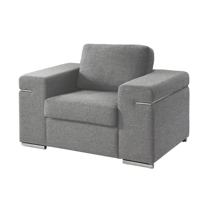 Fauteuil de 45 po de large Antioco, Mélange de lin gris clair