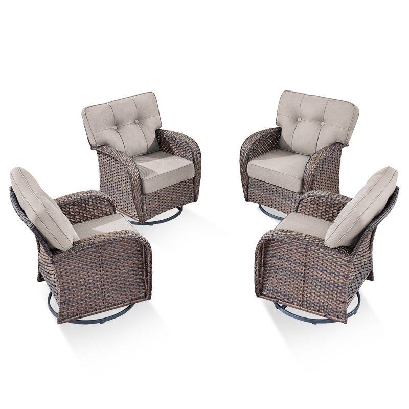 Ensemble de conversation pivotant avec coussins 4 pièces Nikole, Beige