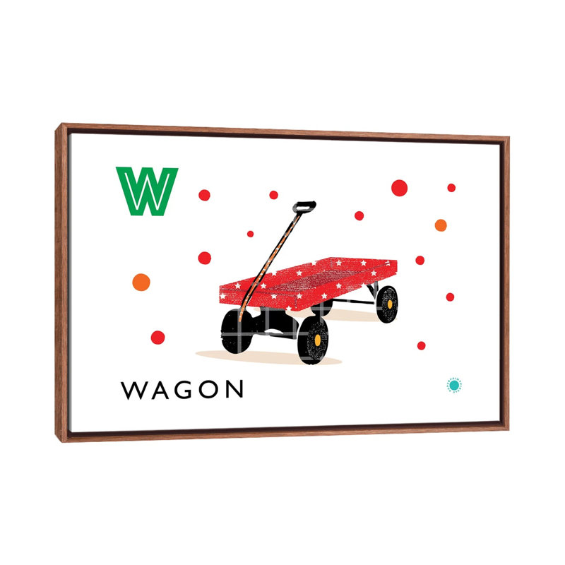 «W Is for Wagon» - impression, Pas de tapis, Toile avec cadre brun, H 18 po x l 26 po x P 1,5 po