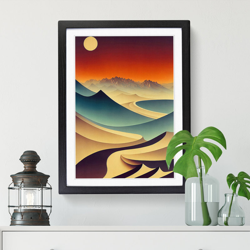 Nesmith Desert Art Nouveau - Picture Frame Print, 64cm H x 46cm W x 2cm D, Black