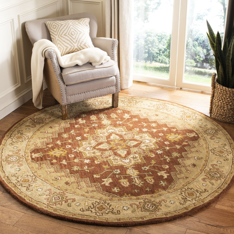 Tapis rouille / or en laine touffeté à la main Cranmore, Rond 6 pi