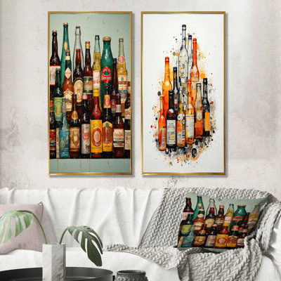 «Beer Bottles Collage», ensemble de 2 reproductions d'art sur toile