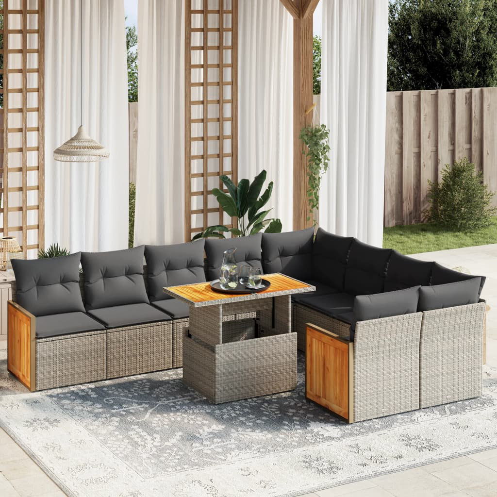 9-Sitzer Lounge-Set aus Polyrattan mit Polster