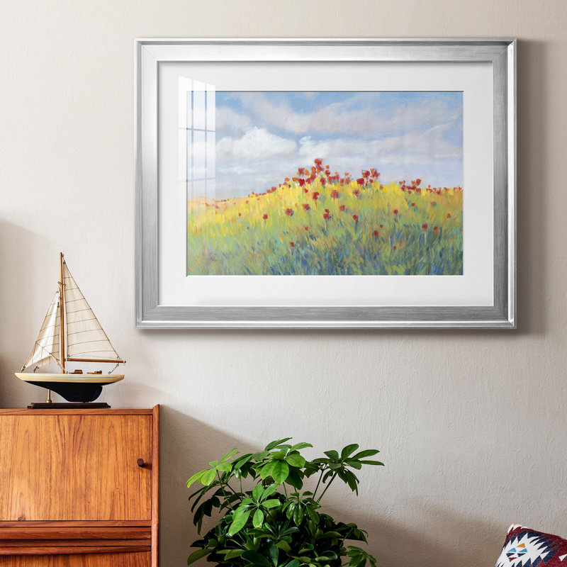 Summer Breeze Meadow II - peinture encadrée, H 18,5 po x l 24,5 po x P 1 po, Argent, Blanc