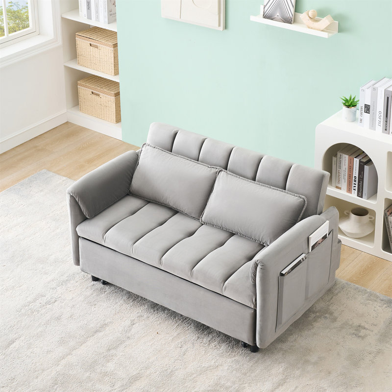 Canapé moderne en velours rose 52 po, Gris