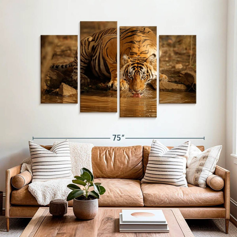 Brampt Drinking Wild Tiger, 42" H x 68" W