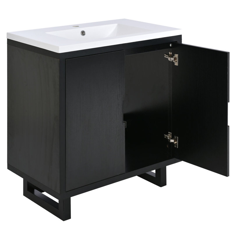 30" Bathroom Vanity Set With Sink, Combo Cabinet, Bathroom Storage Cabinet, Wood Frame, Black