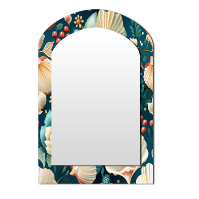 Motif côtier de coquillages côtiers - grand miroir mural de forme irrégulière, miroir unique asymétrique bleu