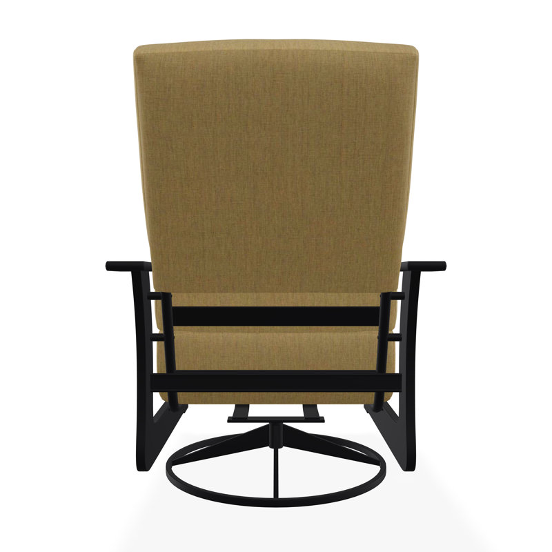 Chaise berçante pivotante en polymère St. Catherine, Noir, Toile Sunbrella® beige chiné